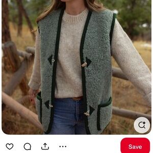 Green wool Vest with Toggle Closures